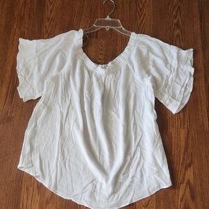 Maurices White Blouse with Flutter Sleeves